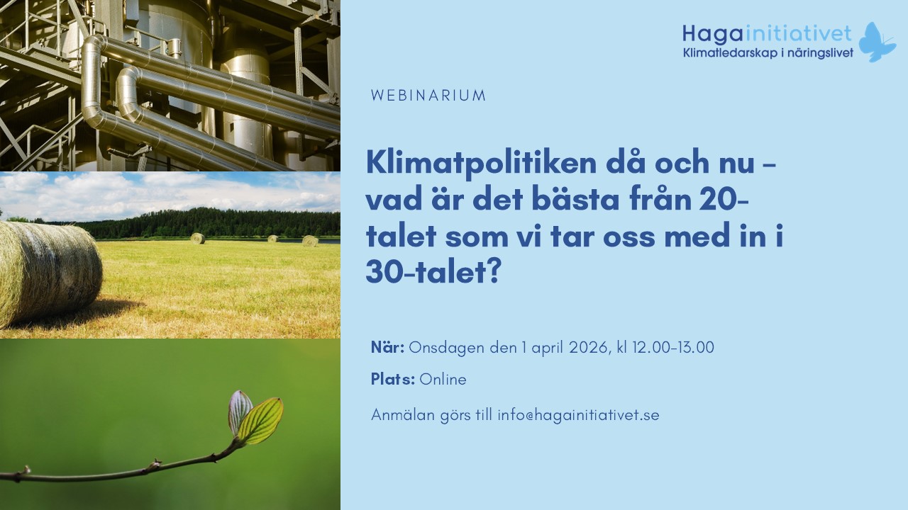 Webbinarium 1 april: Klimatpolitiken då och nu – vad är det bästa från 20-talet som vi tar oss med in i 30-talet?